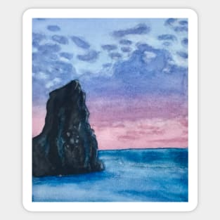 Ocean Sunrise Watercolor Painting Sticker